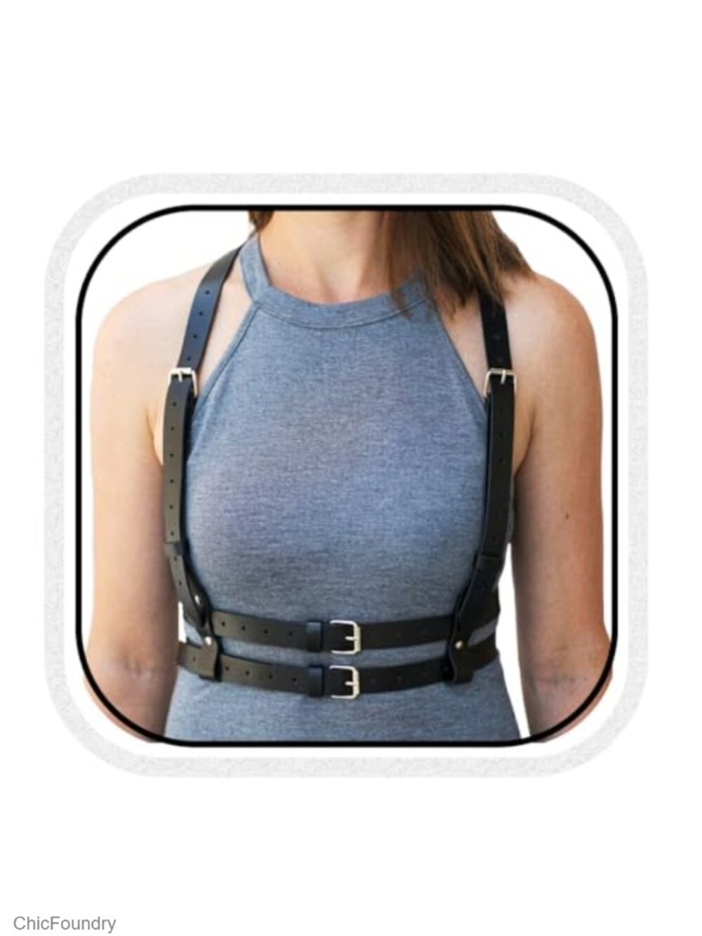 Adjustable Goth Chest Body Harness Belt for Women Rave Festival